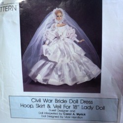 205 POISSOT CIVIL WAR 18'' BRIDE DOLL DRESS,VEIL PATTERN
